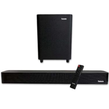 Imagem de Kit Soundbar e Subwoofer Som de Cinema 2.1 Canais e Tecnologia Imersiva Entrada Óptica Coaxial USB e BT Acompanha Controle - Tomate