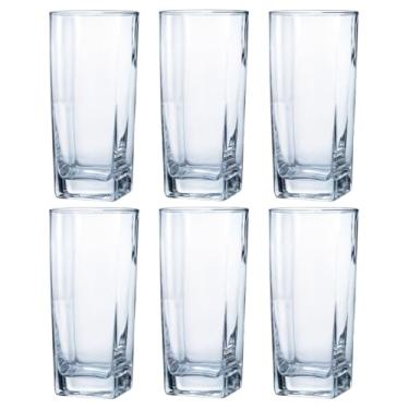 Imagem de Jogo de Copos Texas de Vidro Quadrado Boca Redonda 320ml Água e Suco para Mesa Posta - 6 Peças Cor: Transparente