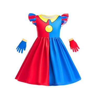 Imagem de Vestido de palhaço Pomni para meninas, fantasia infantil The Amazing Digital Circus 150