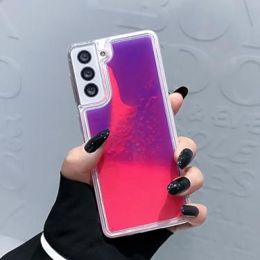Imagem de Losin Capa fluorescente compatível com Galaxy S24 Ultra Quicksand Capa para celular com areia brilhante líquida luxuosa que brilha no escuro Noctiluncent Liquid Luminous Sand Fashion Luxury Cover para