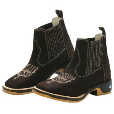 Imagem de Bota Feminina Texana Country Em Couro Com Bordado Details Botina Bico Quadrado RR Botas