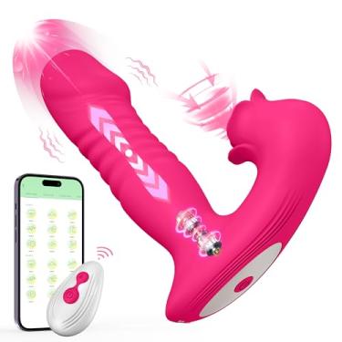 Imagem de Vibrador de sucção e impulso, vibrador de rosas, brinquedos sexuais para mulheres – estimulador sexual atualizado com 9 modos de vibração de sucção e impulso, vibrador vestível para ponto G, clitóris e mamilo (rosa vermelha)