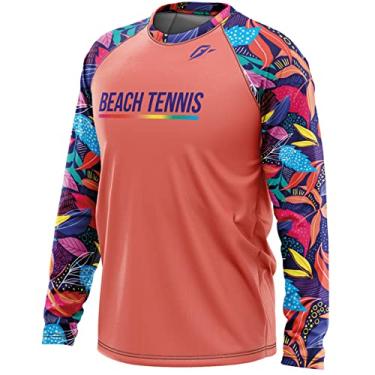 Imagem de Camiseta Manga Longa Unissex Beach Tennis Floral Salmão