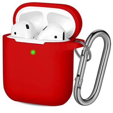 Imagem de Hamile Capa protetora compatível com AirPods, capa protetora de silicone macio (LED frontal visível) projetada para Airpod 2/AirPod 1 com acessórios para chaveiro, mulheres, meninas, homens, meninos,