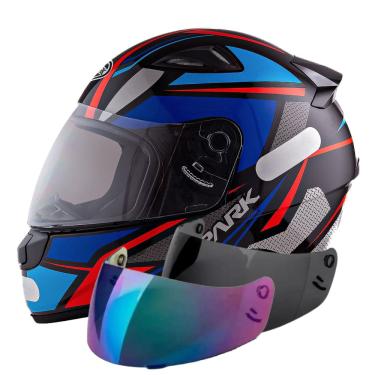 Imagem de Capacete Masculino Feminino Ebf Spark Spider Preto Azul Mais Viseira Fumê E Camaleão