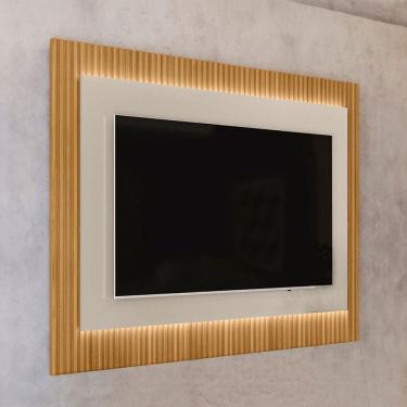 Imagem de Painel para TV Até 70 Polegadas Ripado com Led Tauari/Off White - Linea Brasil