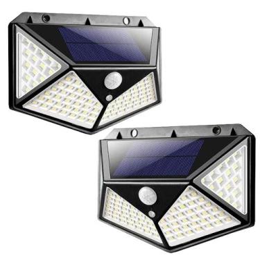 Imagem de Luminaria Solar 100 Leds Sensor Kit 2 Uni Andarela Parede 3 Funçoes Il