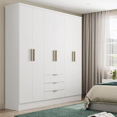 Imagem de Roupeiro Troy Carraro MDP c/ 6 Portas 3 Gavetas 1,80m Branco - Carraro