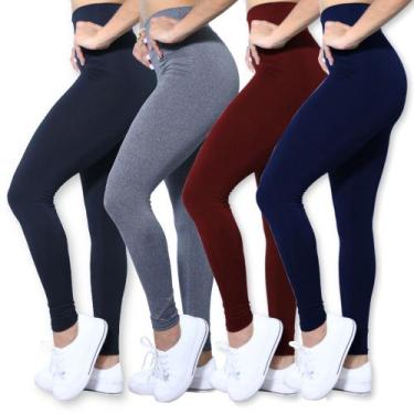 Imagem de Kit 4 Calças Legging Heide Ribeiro Suplex Cintura Alta, Preto, Cinza, 