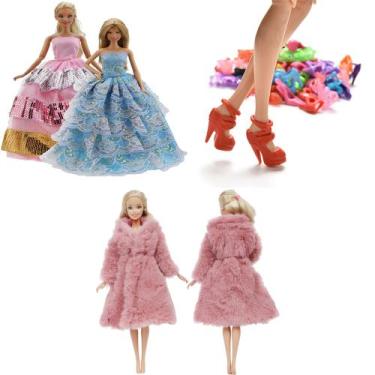 Imagem de Kit De Roupas E Acessórios Para Bonecas Vestidos Sapatos - Modelo 4 - 