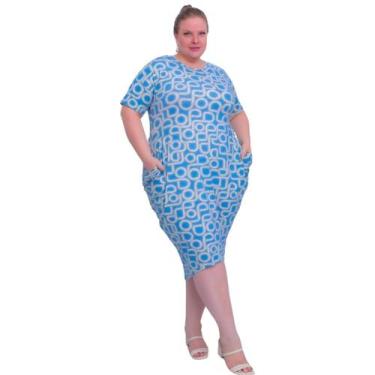 Imagem de Vestido Feminino Moda Evangelica Plus Size - WM, G3, Azul celeste