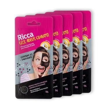 Imagem de Kit 5 Máscaras Preta Limpeza de Pele Cravos Impurezas e Oleosidade Ric