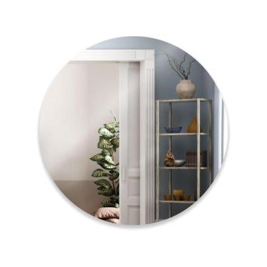 Imagem de Espelho de Vidro 40cm Redondo Decorativo Banheiro Sala Casa com Suport