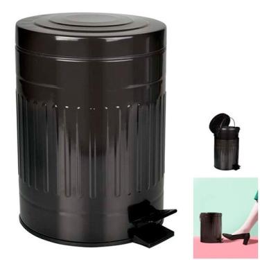 Imagem de Lixeira Inox Retrô 5l Cesto Lixo Com Pedal Balde Interno Banheiro Cozi