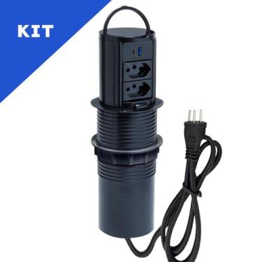 Imagem de Kit Torres De Tomadas Totem Manual Alça 2 Tom 20A 2USB 9.0A - CONNECT 