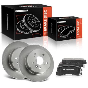 Imagem de A-Premium Rotores de freio a disco sólido traseiro de 288 mm + kit de pastilhas de cerâmica compatível com modelos selecionados Toyota e Lexus - Camry 1992-1996, RX300 1999-2003, ES300 1992-1996,