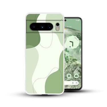 Imagem de Compatível com Google Pixel 8 Pro, estética sálvia verde linha arte minimalista abstrato manchas verdes protetora fina macia TPU à prova de choque transparente capa de telefone