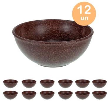 Imagem de 12un TIGELA 500ml BOWL CUMBUCA SOPA CALDO MARROM ESCURO - Evo