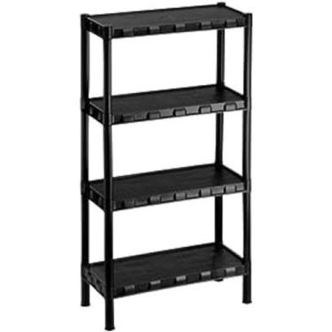 Imagem de Estante Organizador Plástica Modular Preta 4 Prateleiras Multiuso - Ag