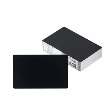 Imagem de OMTech Cartões de visita de metal, 100 peças. Conjunto em branco com gravação de metal de 8,6 x 5,3 cm, cartões DIY pretos de alumínio para máquina de gravação a laser, blocos de metal multiuso de 0,1