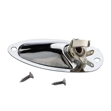 Imagem de Placa de tomada de entrada de guitarra mono estilo barco com parafusos, peças de reposição de 0,6 cm carregadas de saída para guitarra elétrica mono Fender Stratocaster (cromada)