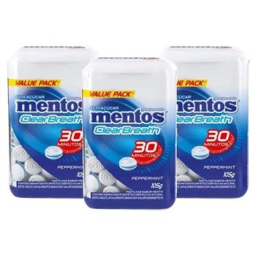 Imagem de 3 Pastilha Mentos Clear Breath Zero açucar Peppermint 105g