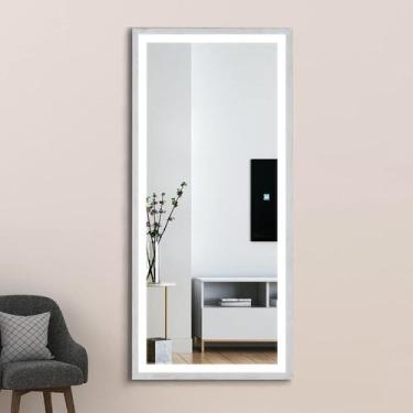 Imagem de Espelho jateado iluminado com led frio e touch 160x60cm vertical - Woo
