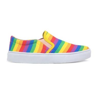 Imagem de Tênis Feminino Slip On Calce Fácil Casual Colorido - Zafrem, 35, Color