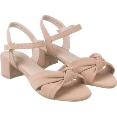 Imagem de Sandália Feminina Casual Salto Grosso Saltinho Médio Nó Moda-Feminino