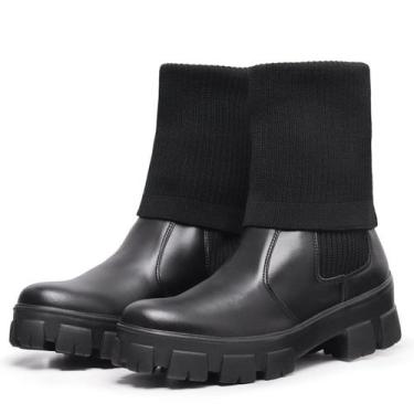 Imagem de Bota Feminino Tratorada Chelsea Confortável Cano Medio e Alto - Myrol 