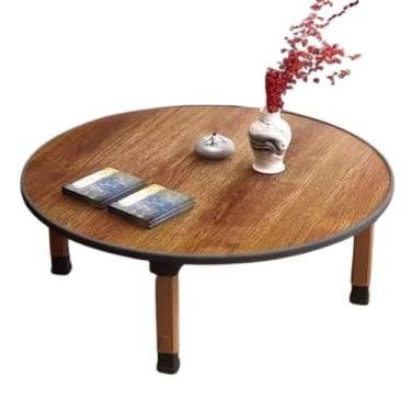Imagem de WIKLMOTH Mesa de café dobrável redonda de chá estilo japonês, mesa de jantar dobrável, mesa de estudo, mesa pequena, para tatame, sentado no chão, quarto, janela de sacada, sala de chá, economia de