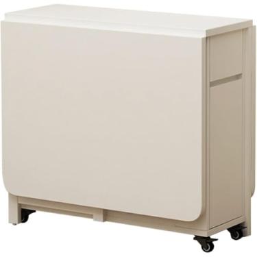 Imagem de Mesa de cozinha retangular dobrável, fácil de mover, mesa de jantar dobrável com cadeiras e rodas, mesa de jantar dobrável multiuso para restaurante, armazém, casa, cozinha, garagem, B, 1,2 m + 2