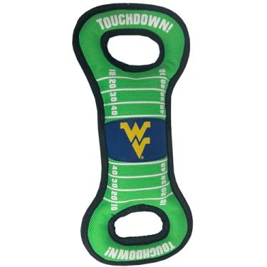 Imagem de Pets First NCAA Brinquedo para cães de campo de futebol americano com Squeaker. - West Virginia Mountaineers - para puxar, jogar e buscar. - Brinquedo de PET resistente e durável
