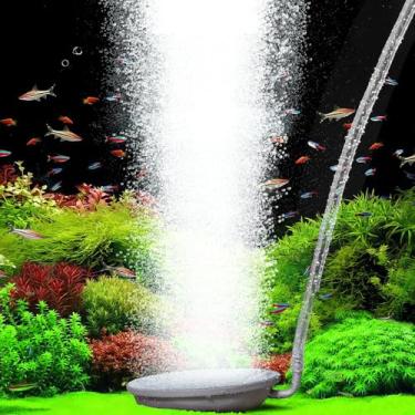 Imagem de hygger Pedra de ar de aquário, kit de pedras borbulhadoras de aquário de 6 cm faz bolhas superpequenas, pedra de ar dissolvida ultra-alta com base de aço inoxidável, aquário e hidropônico