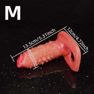 Imagem de Manga de pênis de silicone líquido, extensor de pênis, ampliador de pênis, aumento de pênis, anel de pênis realista para ampliar prolongamento masculino adulto brinquedos sexuais para mulheres, (M)