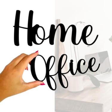 Imagem de Plaquinha Decorativa "Home Office" em MDF Preto Decoração De Parede