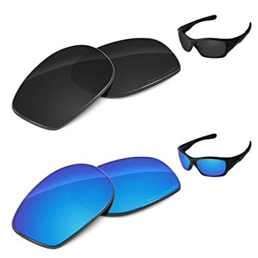 Imagem de Lentes de reposição Tintart Performance para Oakley Pit Bull com lentes polarizadas gravadas – Pacote econômico, Carbon Black & Sky Blue, One Size