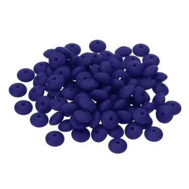 Imagem de PATIKIL Contas de silicone de 12 mm, 100 peças de contas de silicone a granel abaco espaçador contas lentilha focal bonito para canetas, chaveiro, pulseiras, colar, fabricação de joias, azul marinho