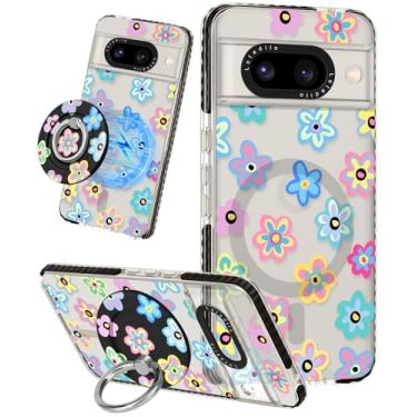 Imagem de Lotadilo Capa fofa para Google Pixel 8A – Compatível com suporte magnético Magsafe para mulheres meninas e meninas engraçadas moda bonita TPU capa de telefone design flor primavera
