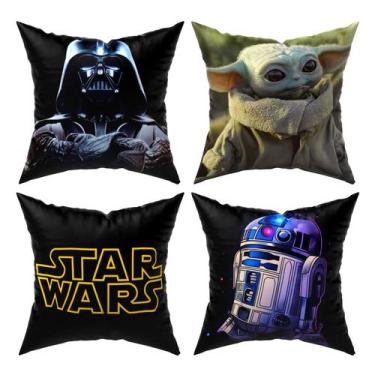 Imagem de Kit 4 Capas De Almofada Star Wars Baby Yoda Darth Vader Decoração Sala
