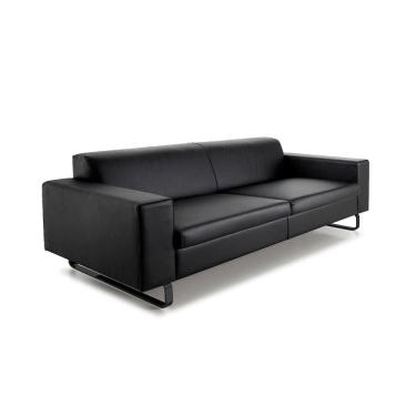 Imagem de Sofá 3 Lugares Otto Revestimento Sintético Preto 215 cm