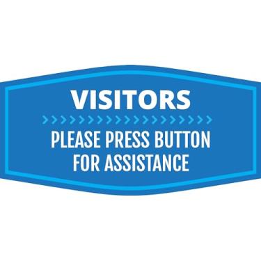 Imagem de Fancy Plus No Visitors Please Press Button For Assistance Wall or Door Sign - Médio