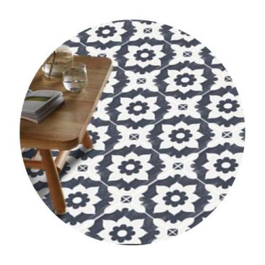 Imagem de Adesivo para piso ladrilho geometrico cinza e branco lavável - Colacom