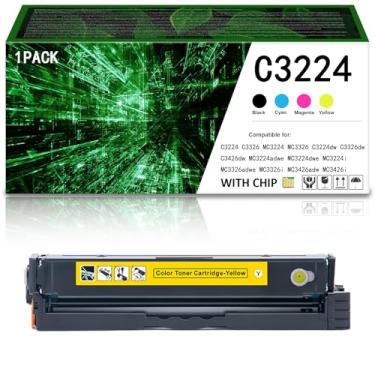 Imagem de Pacote com 4 cartuchos de toner remanufaturados C3224 C3210K0 C3210C0 C3210M0 C3210Y0 com chip de substituição para Lexmark C3224 C3326 C3426 MC3224 MC3326 MC3426 impressora Y-1 500 peças idades