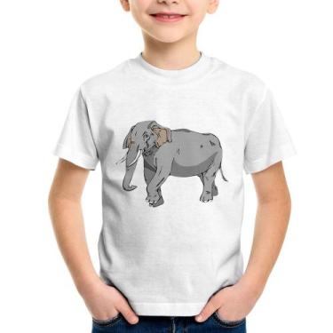 Imagem de Camiseta Infantil Elefante Ilustração - Foca na Moda, Branco, 6