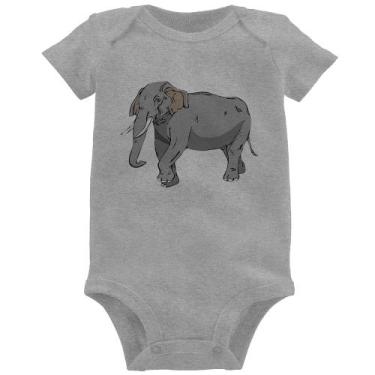 Imagem de Body Bebê Elefante Ilustração - Foca na Moda, Cinza, G