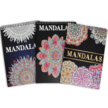 Imagem de Bondream Pacote com 3 Livros de Colorir Mandalas para Adultos, Padrão Exclusivo de Mandala para Relaxamento, 60 Designs em 28 x 20 cm, Encadernação Espiral, Páginas Perfuradas