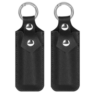 Imagem de Veeloon Estojo de couro genuíno USB Flash Drive, pacote com 2, capa protetora antiperda com chaveiro, estojo de armazenamento portátil para pen drive/cartão de acesso/leitor de cartão/gravador de voz