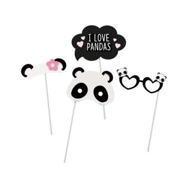 Imagem de 8 Plaquinhas Acessórios Panda Dec. Festas  - Cromus, 90 Dias, Carto + 