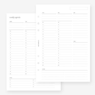 Imagem de Agenda A5 Semana Vertical Temporizada Semana Semana em Duas Páginas para Filofax A5, LV GM Agenda refil 6 furos 14 x 21 cm